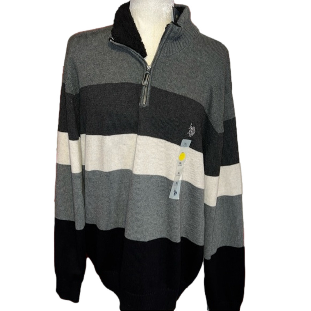 NWT US Polo Assn. Cotton Sweater Stripes XL